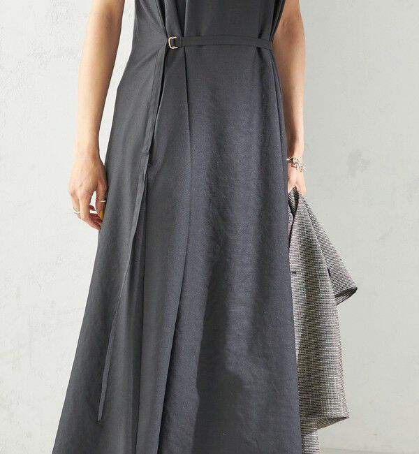 SHIPS for women「〈手洗い可能〉ツイル ノースリーブ ベルト付き ワンピース」|ワンピース|