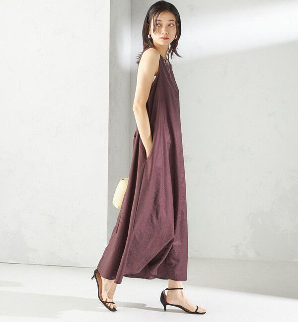 SHIPS for women「〈手洗い可能〉ツイル ノースリーブ ベルト付き ワンピース」|ワンピース|