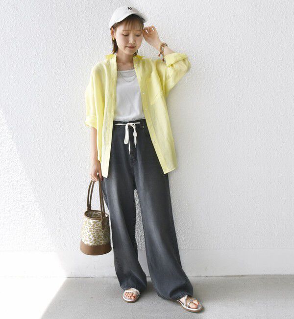 SHIPS for women「〈洗濯機可能〉ドロスト イージー デニム パンツ(ダークグレー)」|デニム|