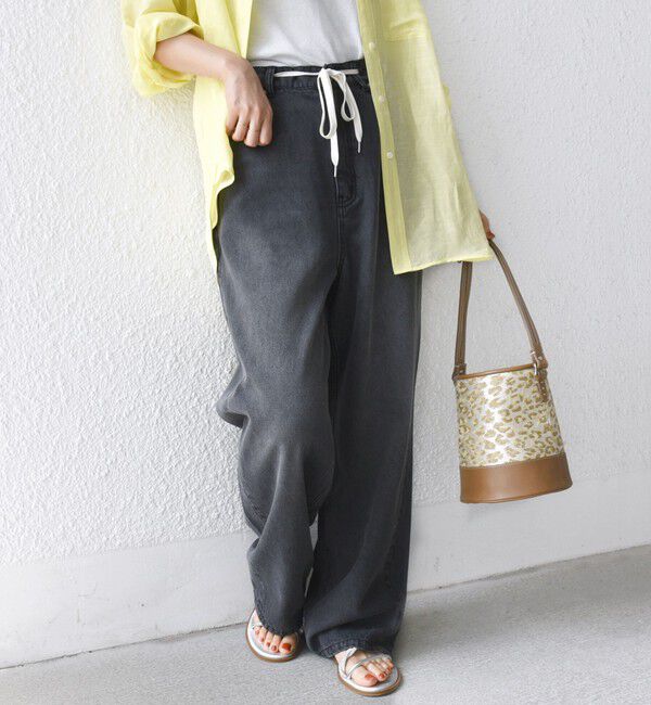 SHIPS for women「〈洗濯機可能〉ドロスト イージー デニム パンツ(ダークグレー)」|デニム|