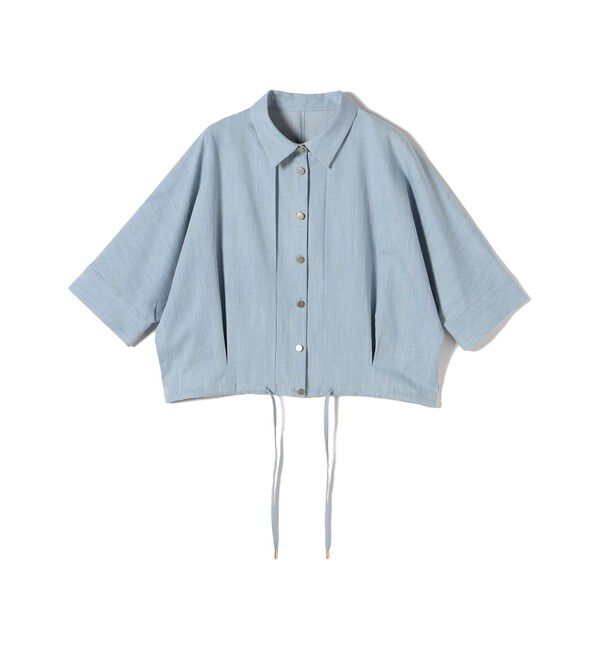 SHIPS for women「《追加予約》【WEB限定】〈手洗い可能〉デニム ライク タック 裾 ドロスト 羽織 シャツ」|シャツ・ブラウス|
