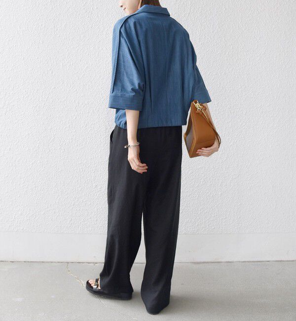 SHIPS for women「《追加予約》【WEB限定】〈手洗い可能〉デニム ライク タック 裾 ドロスト 羽織 シャツ」|シャツ・ブラウス|