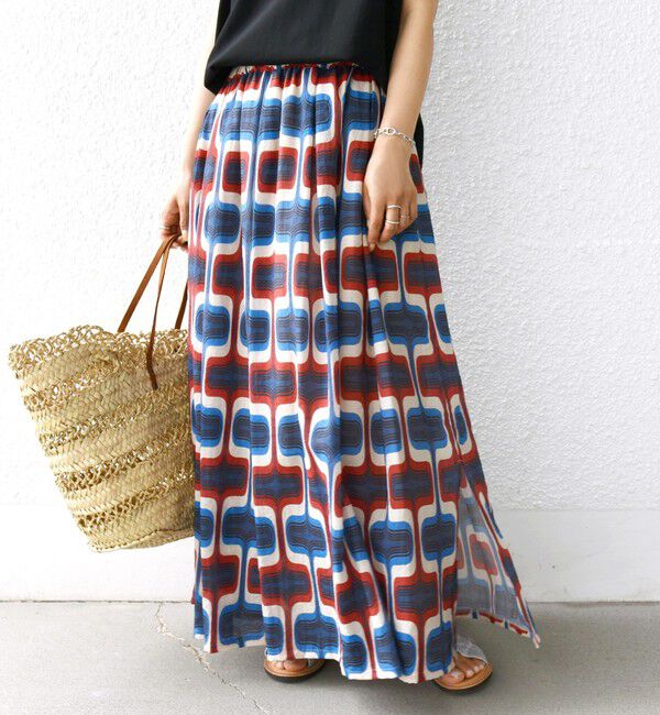 SHIPS for women「【SHIPS別注】UHURU:〈手洗い可能〉シアープリント ギャザー スカート」|スカート|