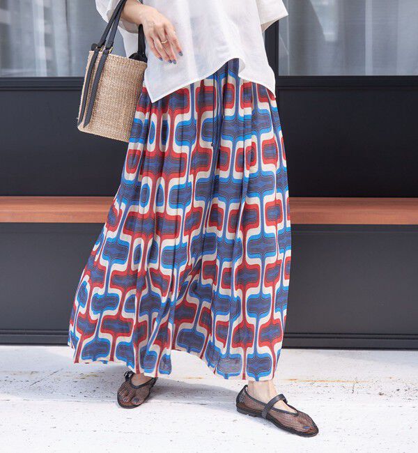 SHIPS for women「【SHIPS別注】UHURU:〈手洗い可能〉シアープリント ギャザー スカート」|スカート|