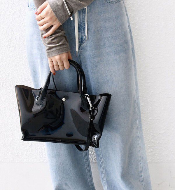 SHIPS for women「【WEB限定】ショルダー付き PVC トート バッグ」|トートバッグ|ブラック