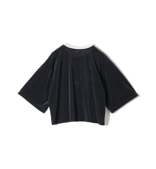 SHIPS for women「〈手洗い可能〉シアー トリコット ポリエステル ベロア 五分袖 ワイド TEE」|Tシャツ・カットソー|