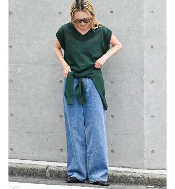 OUTDOOR PRODUCTS Usual Things「追加3 ULTライトデニムハイライズルーズ5PKT」|デニム|