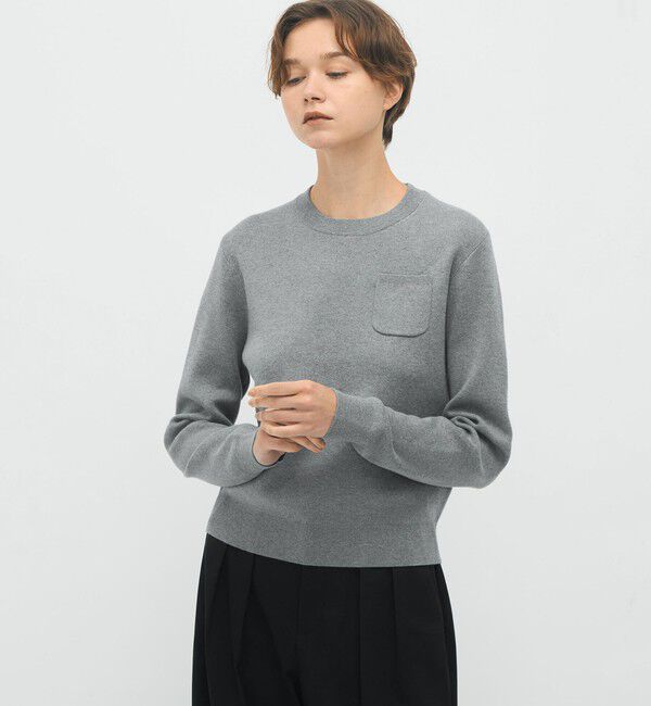 CABaN「コットンカシミヤ ポケットプルオーバー」|ニット・セーター|