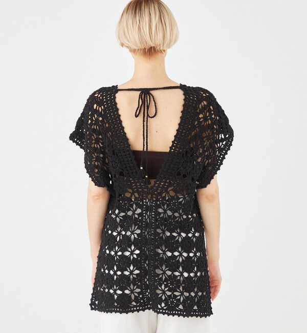 MACPHEE「モチーフクロシェット Vネックプルオーバー」|ニット・セーター|