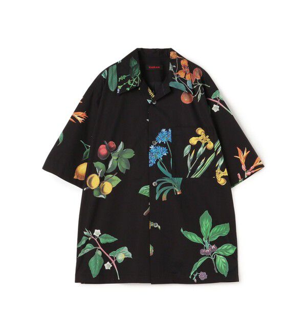 CABaN「CABaN コットン Green Showerプリント ハーフスリーブシャツ」|シャツ・ブラウス|18 ブラック系