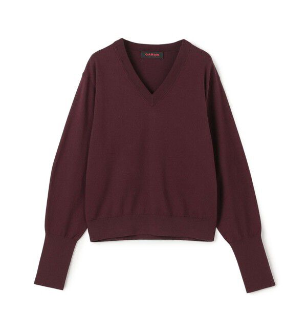 CABaN「コットンカシミヤストレット Vネックプルオーバー」|ニット・セーター|39 ボルドー