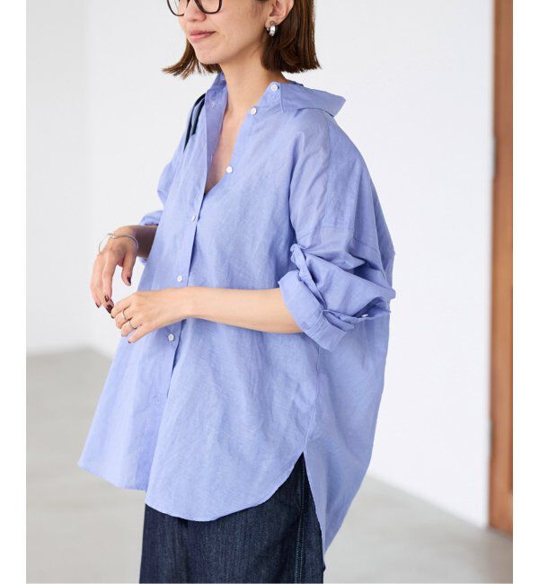 FRAMeWORK「コットンリネンオーバーシャツ」|シャツ・ブラウス|ブルー A