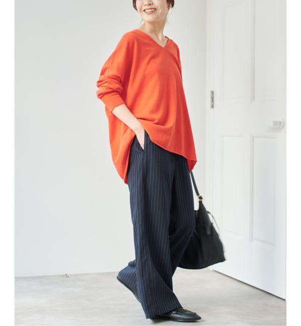 Spick and Span「コットンバルキーヤーンルーズVネックプルオーバー」|ニット・セーター|