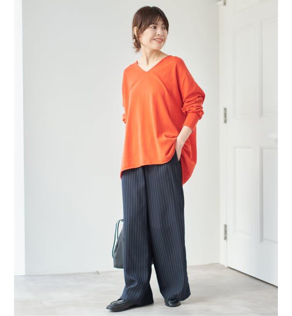 Spick and Span「コットンバルキーヤーンルーズVネックプルオーバー」|ニット・セーター|