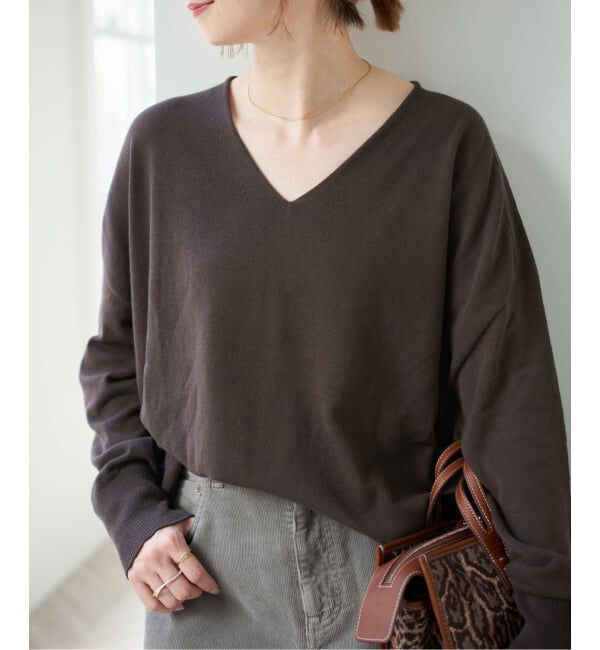 Spick and Span「コットンバルキーヤーンルーズVネックプルオーバー」|ニット・セーター|
