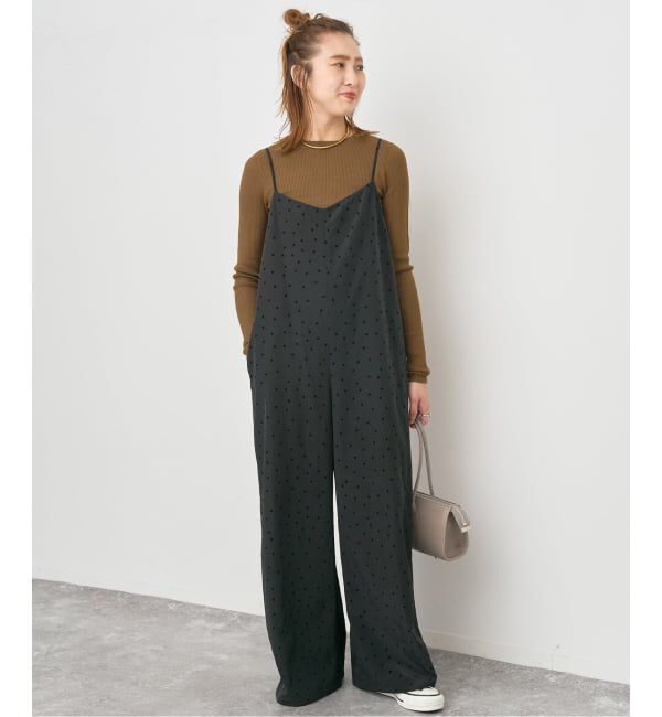 Spick and Span「《WEB限定》フロッキードットキャミサロペット」|オールインワン|