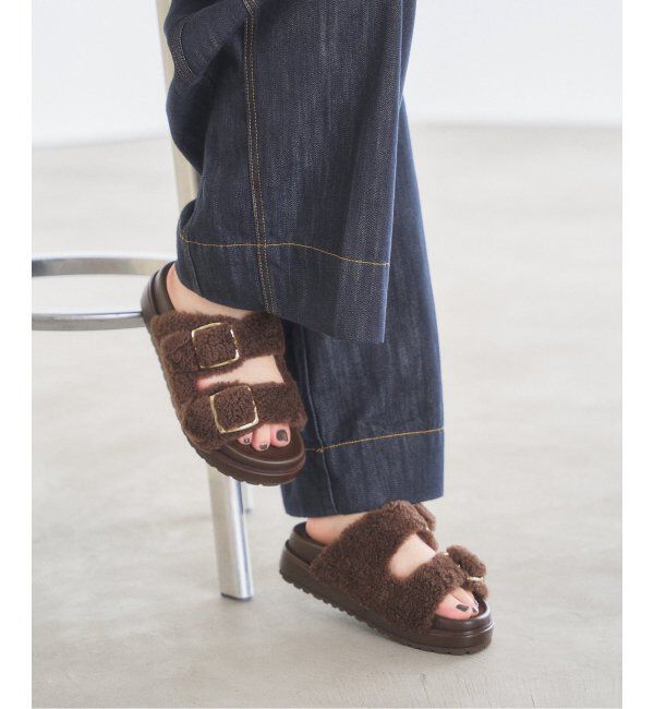  「レザーボアベルトサンダル」|サンダル|ブラウン