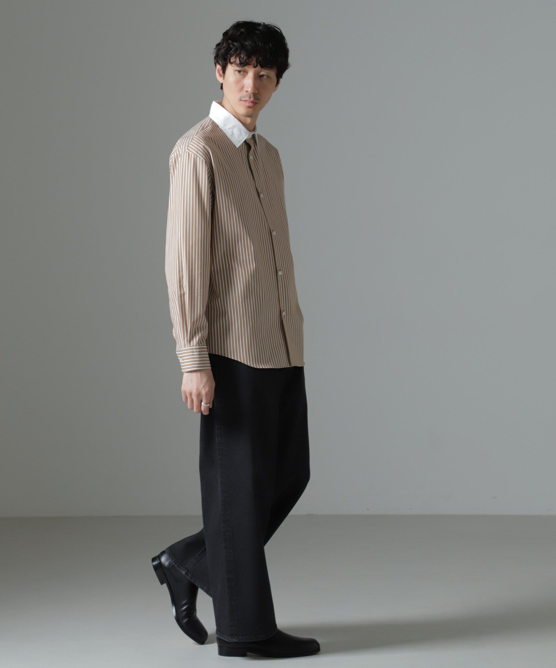 nano･universe「セミワイドストライプクレリックシャツ」|シャツ・ブラウス|