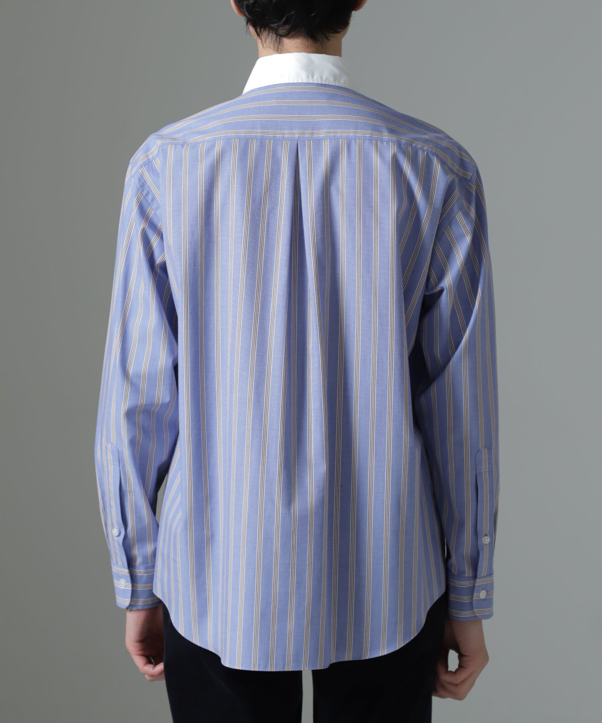 nano･universe「セミワイドストライプクレリックシャツ」|シャツ・ブラウス|