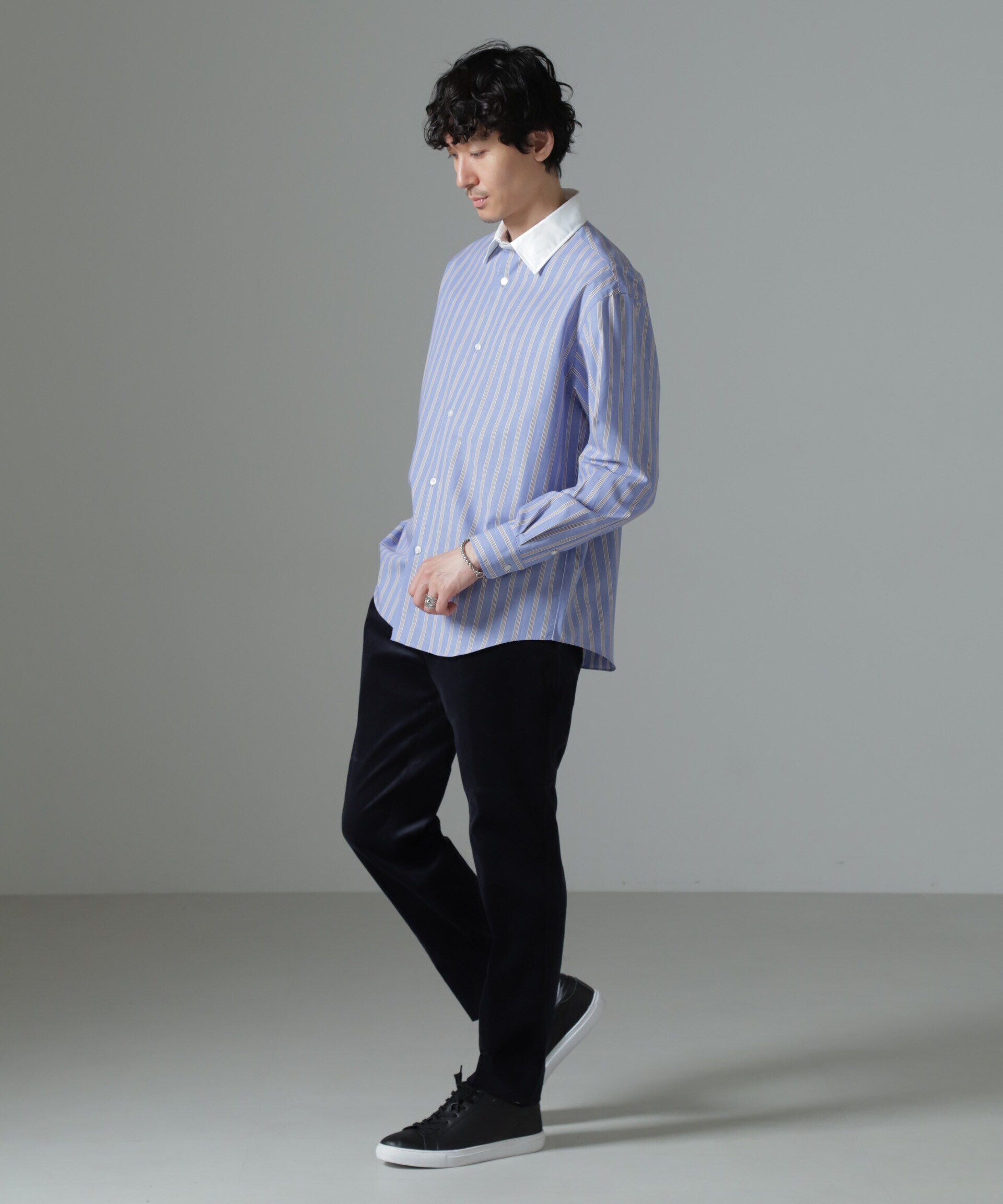nano･universe「セミワイドストライプクレリックシャツ」|シャツ・ブラウス|