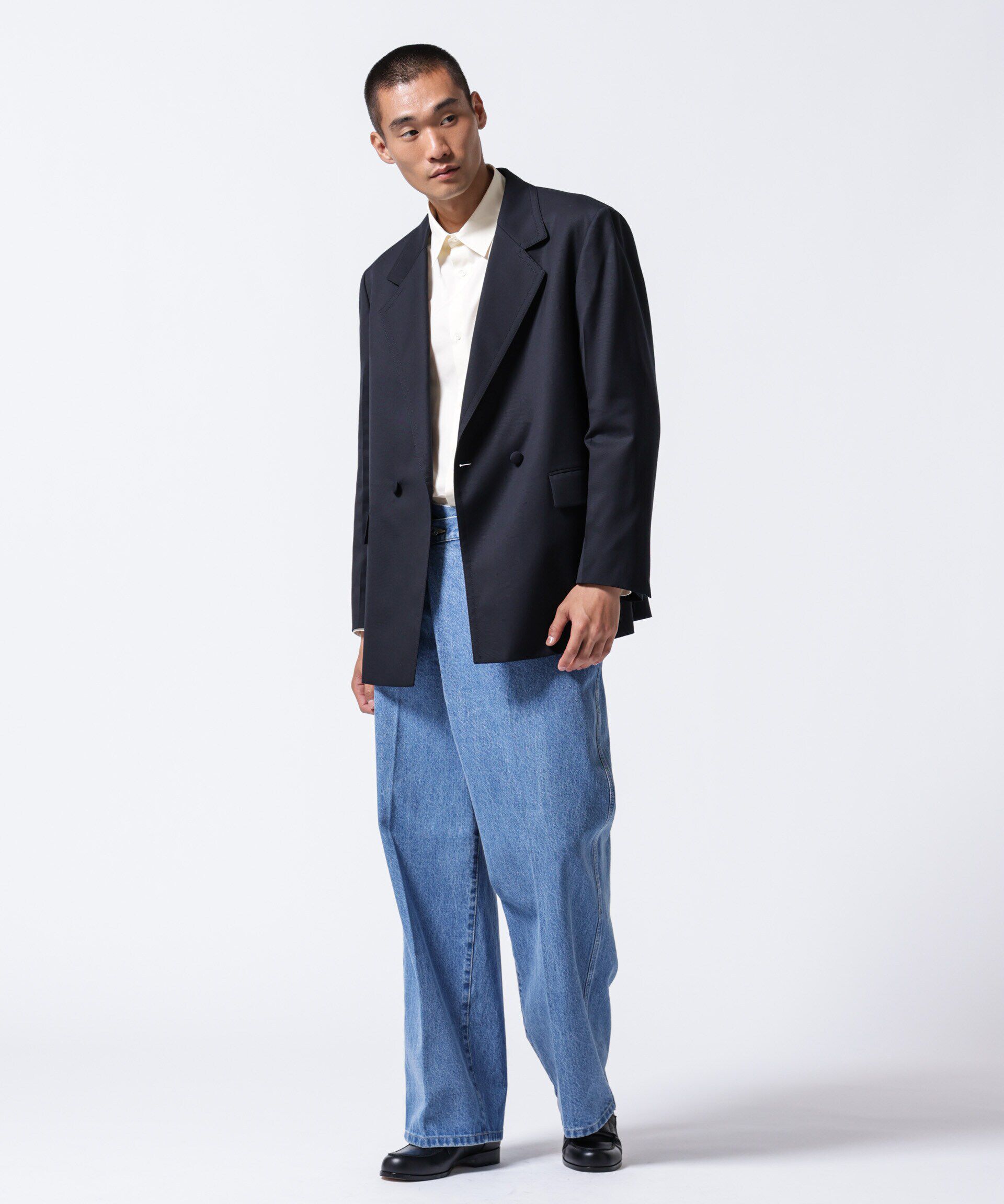 nano･universe「「ASSEMBLANC」ラップディティールデニムトラウザー」|チノ|