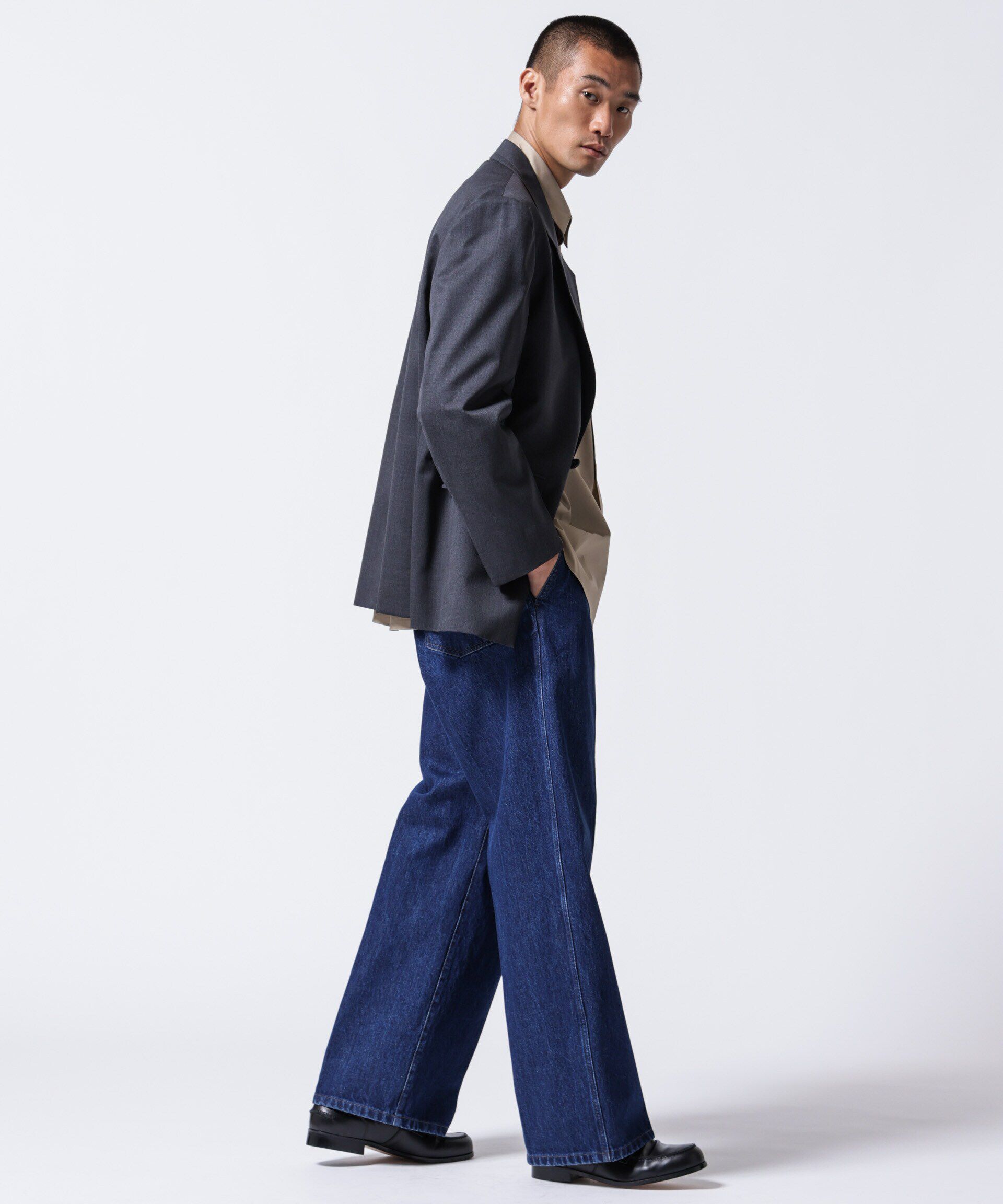 nano･universe「「ASSEMBLANC」ラップディティールデニムトラウザー」|チノ|