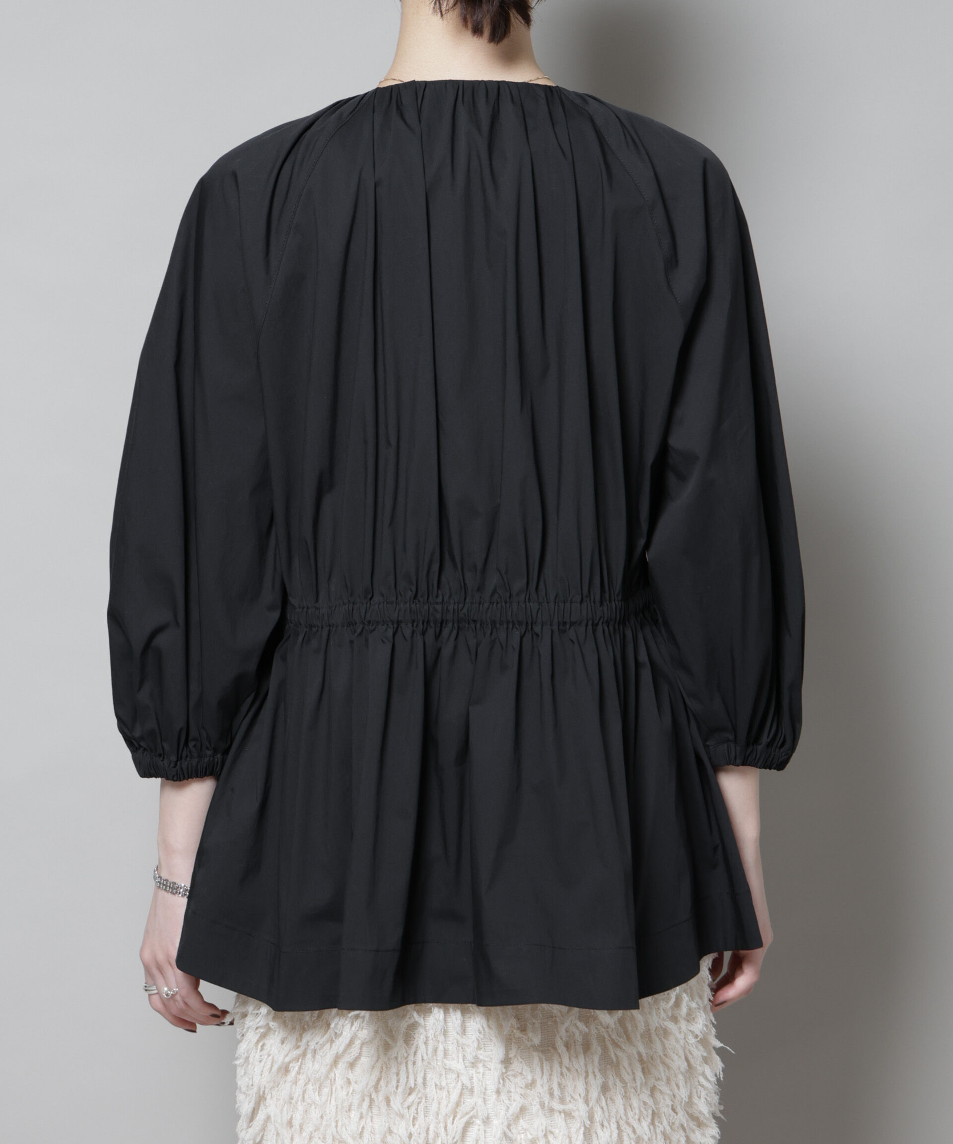 nano･universe「タイプライタードロストギャザーブルゾン」|ブルゾン・スタジャン|