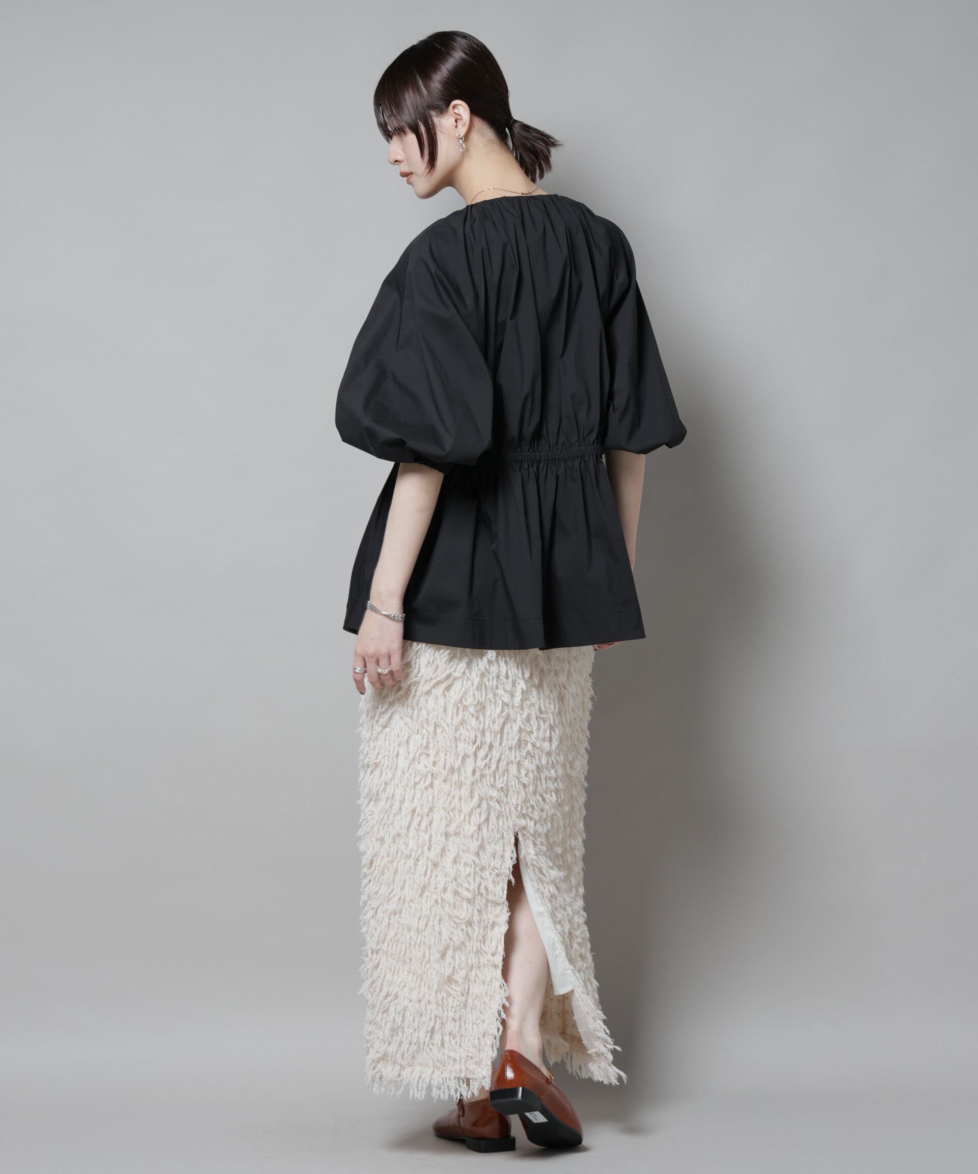 nano･universe「タイプライタードロストギャザーブルゾン」|ブルゾン・スタジャン|