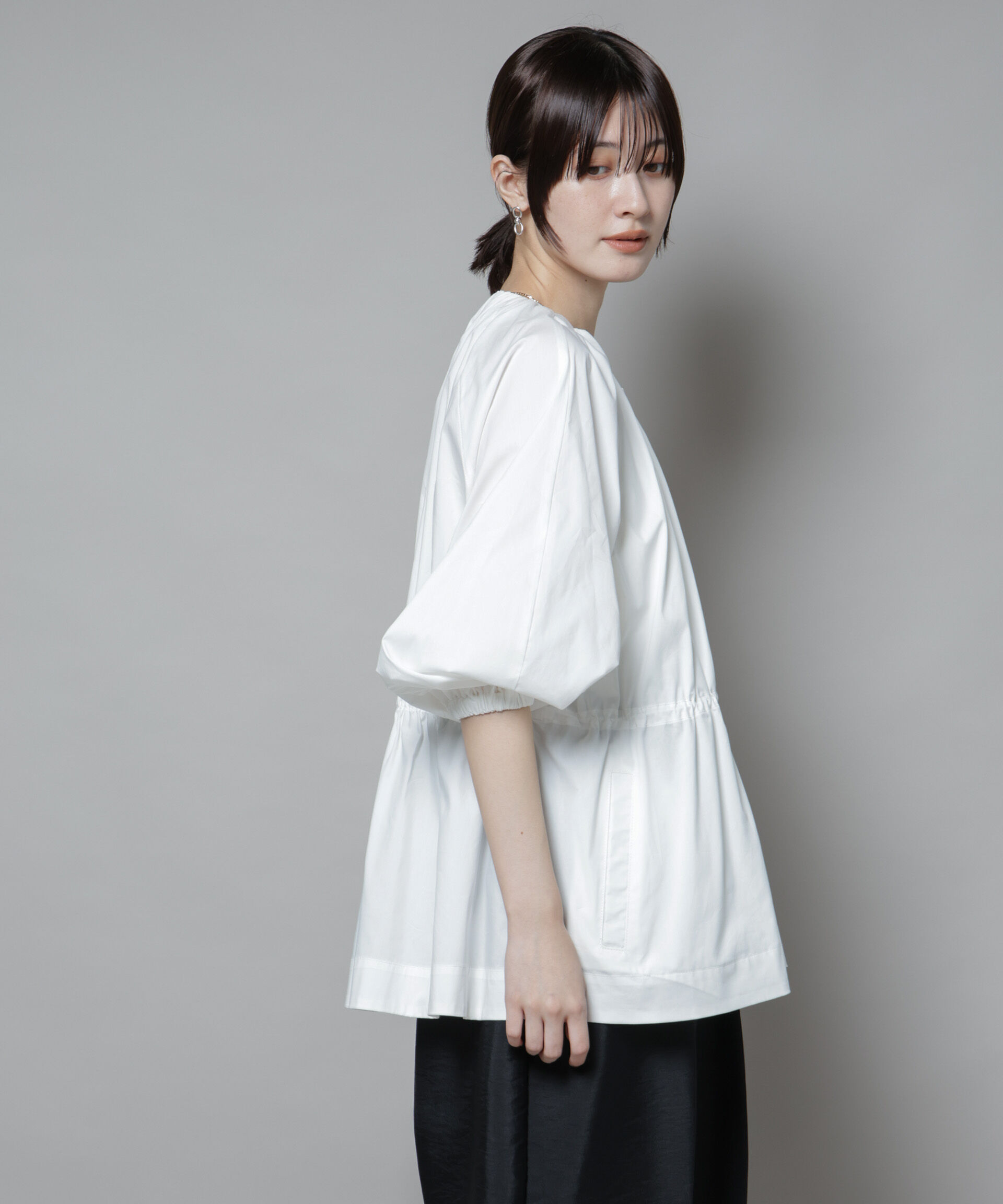 nano･universe「タイプライタードロストギャザーブルゾン」|ブルゾン・スタジャン|