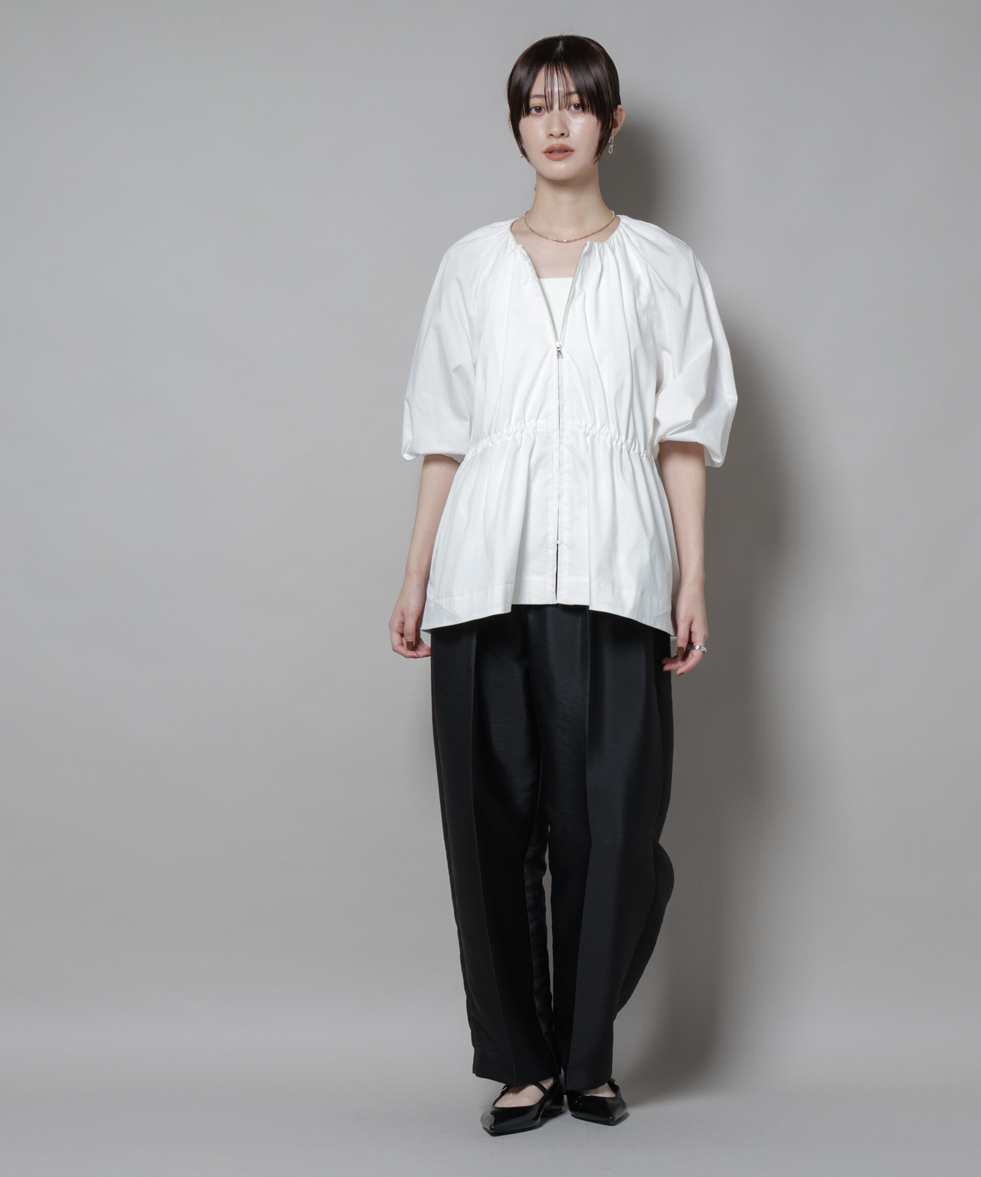 nano･universe「タイプライタードロストギャザーブルゾン」|ブルゾン・スタジャン|