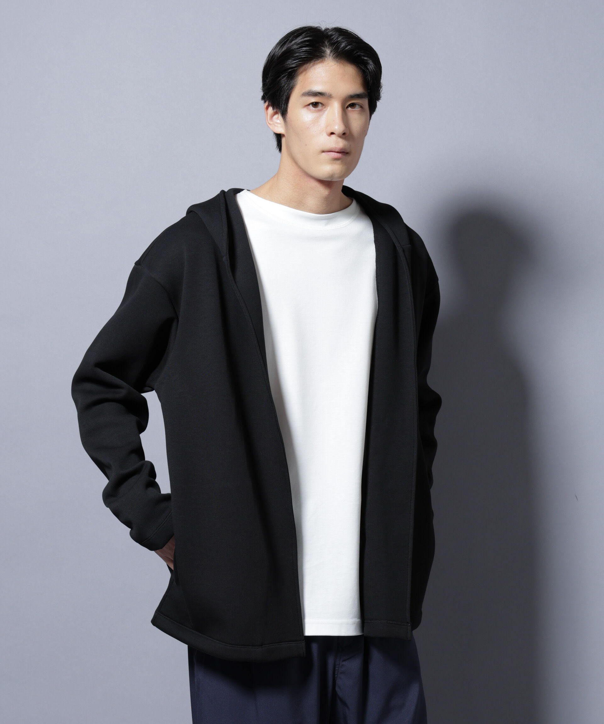 nano･universe「ダンボール 着流しフーディー」|Tシャツ・カットソー|