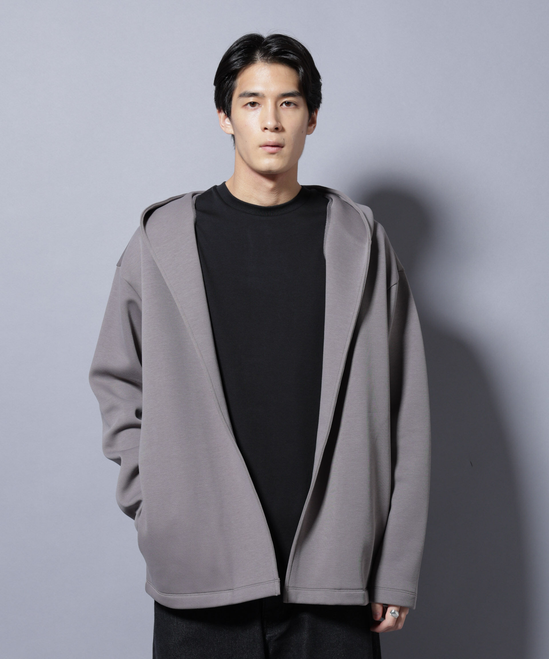 nano･universe「ダンボール 着流しフーディー」|Tシャツ・カットソー|