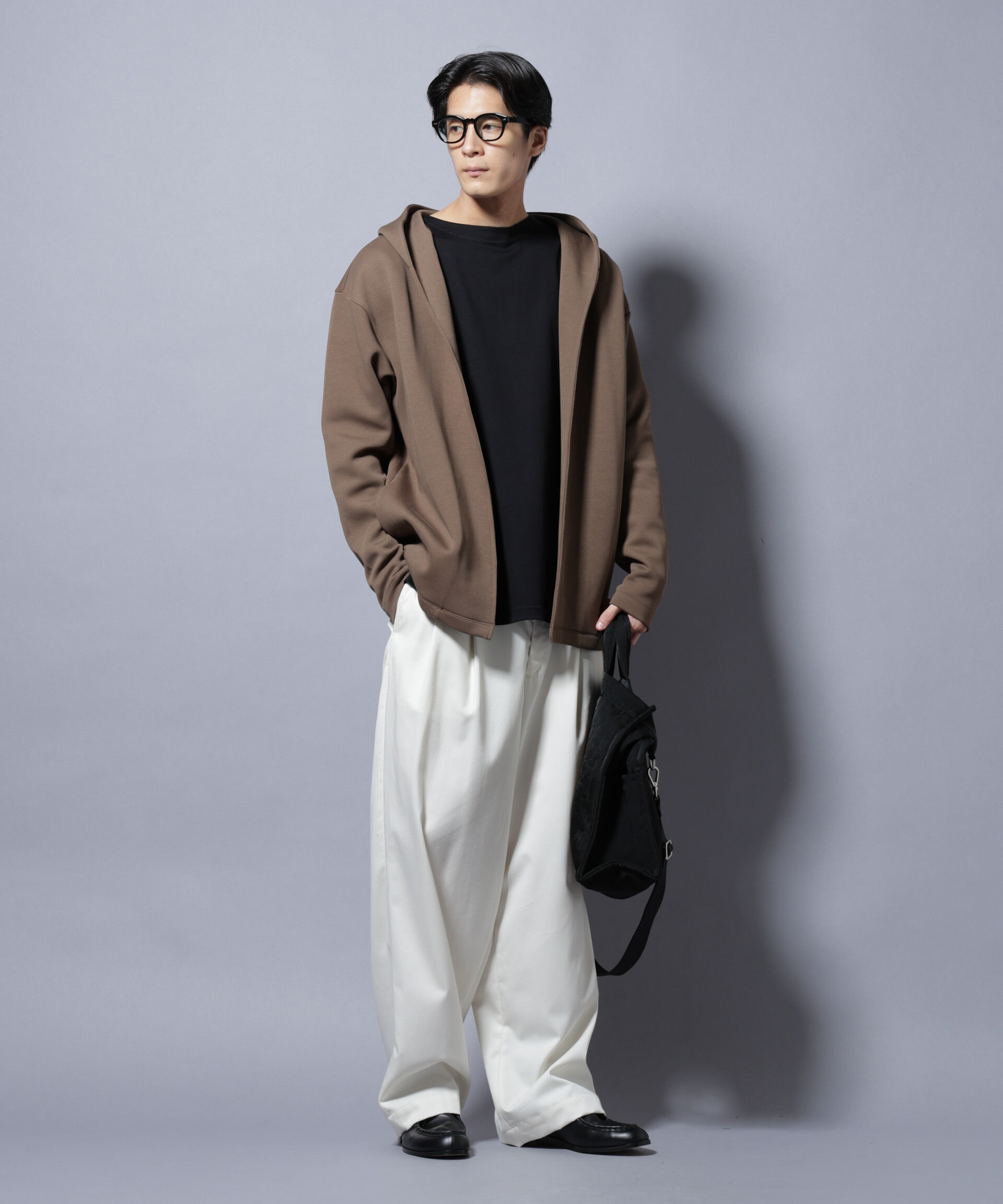 nano･universe「ダンボール 着流しフーディー」|Tシャツ・カットソー|