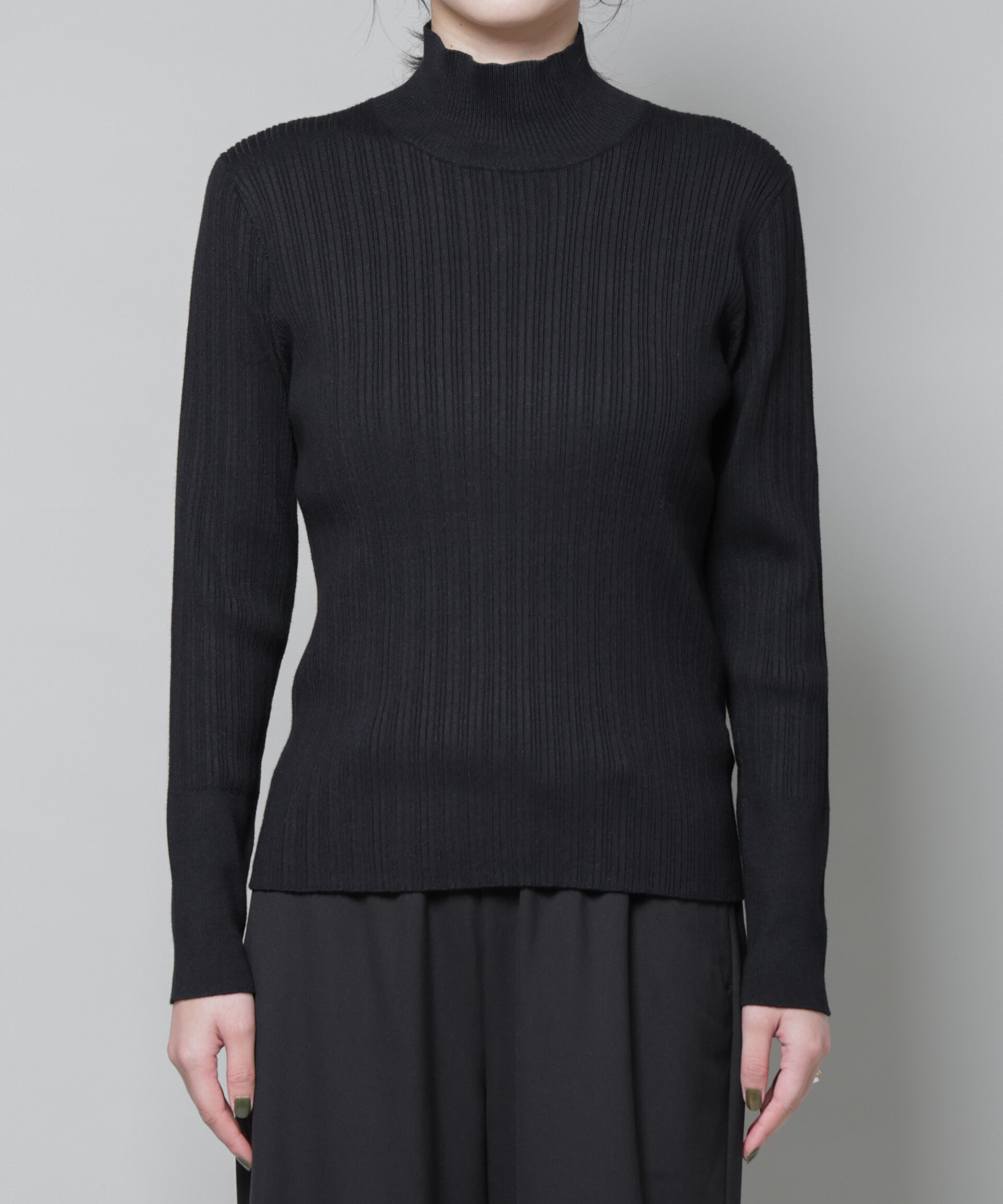 nano･universe「ホホバオイル加工ランダムリブタートルニット」|ニット・セーター|