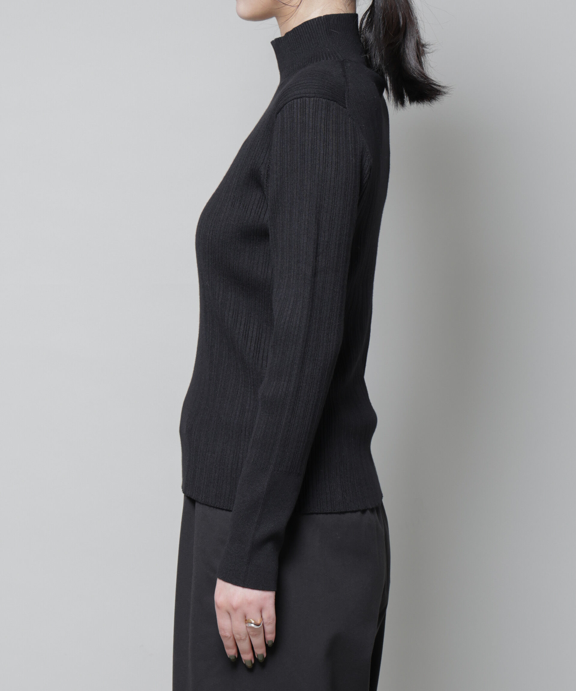 nano･universe「ホホバオイル加工ランダムリブタートルニット」|ニット・セーター|