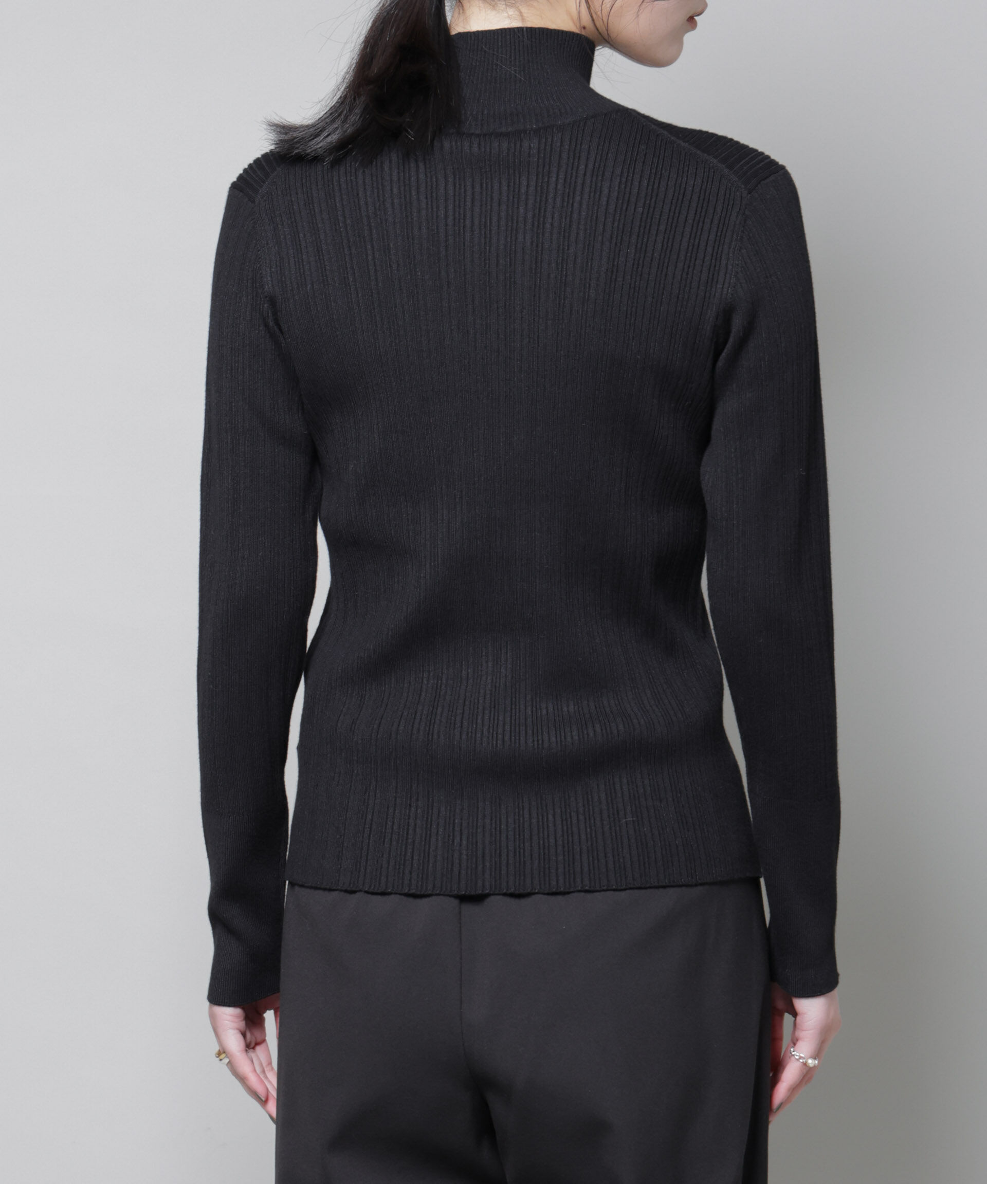 nano･universe「ホホバオイル加工ランダムリブタートルニット」|ニット・セーター|