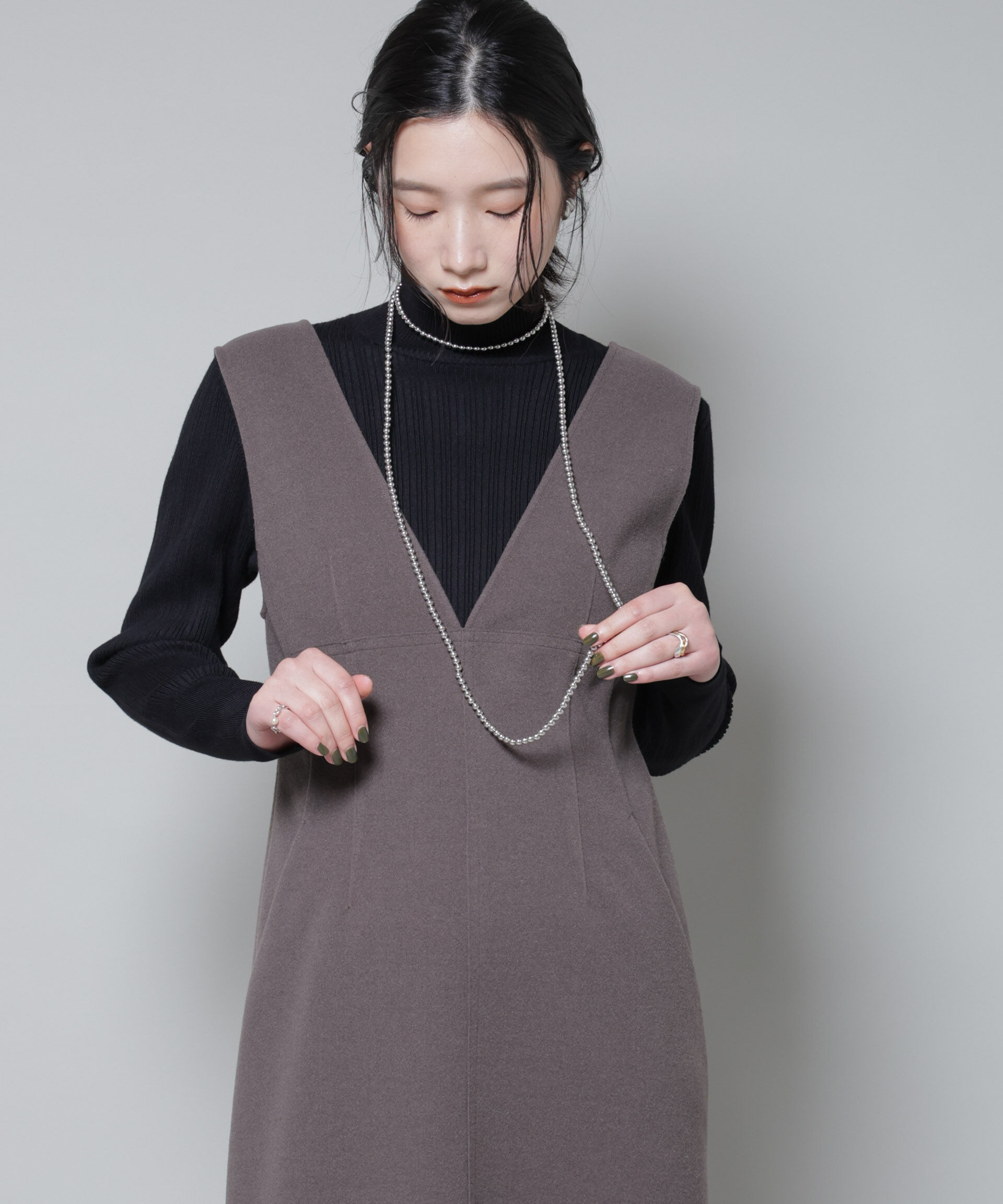 nano･universe「ホホバオイル加工ランダムリブタートルニット」|ニット・セーター|