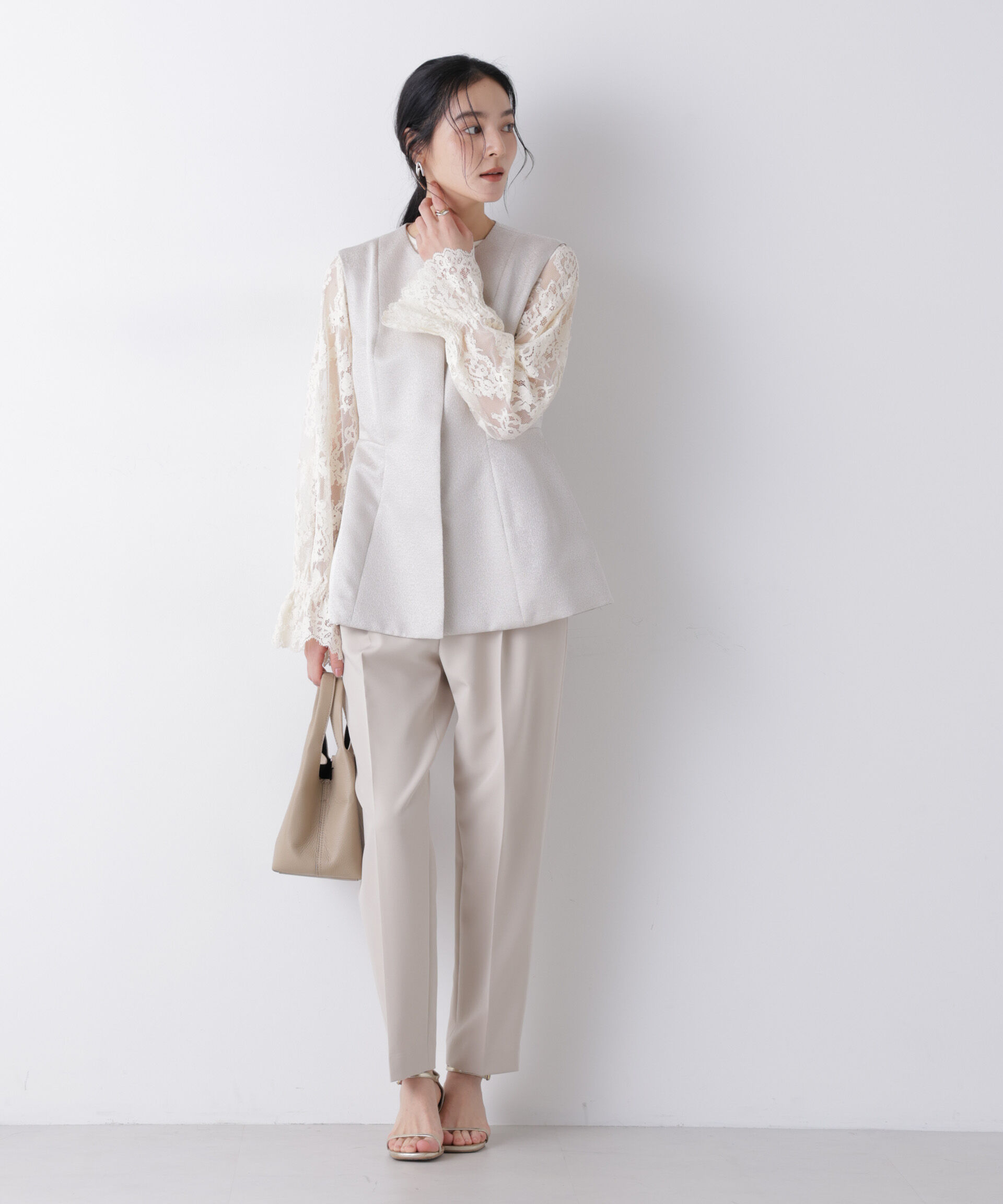 nano･universe「ジャガードペプラムジレ(セットアップ可)」|テーラードジャケット|