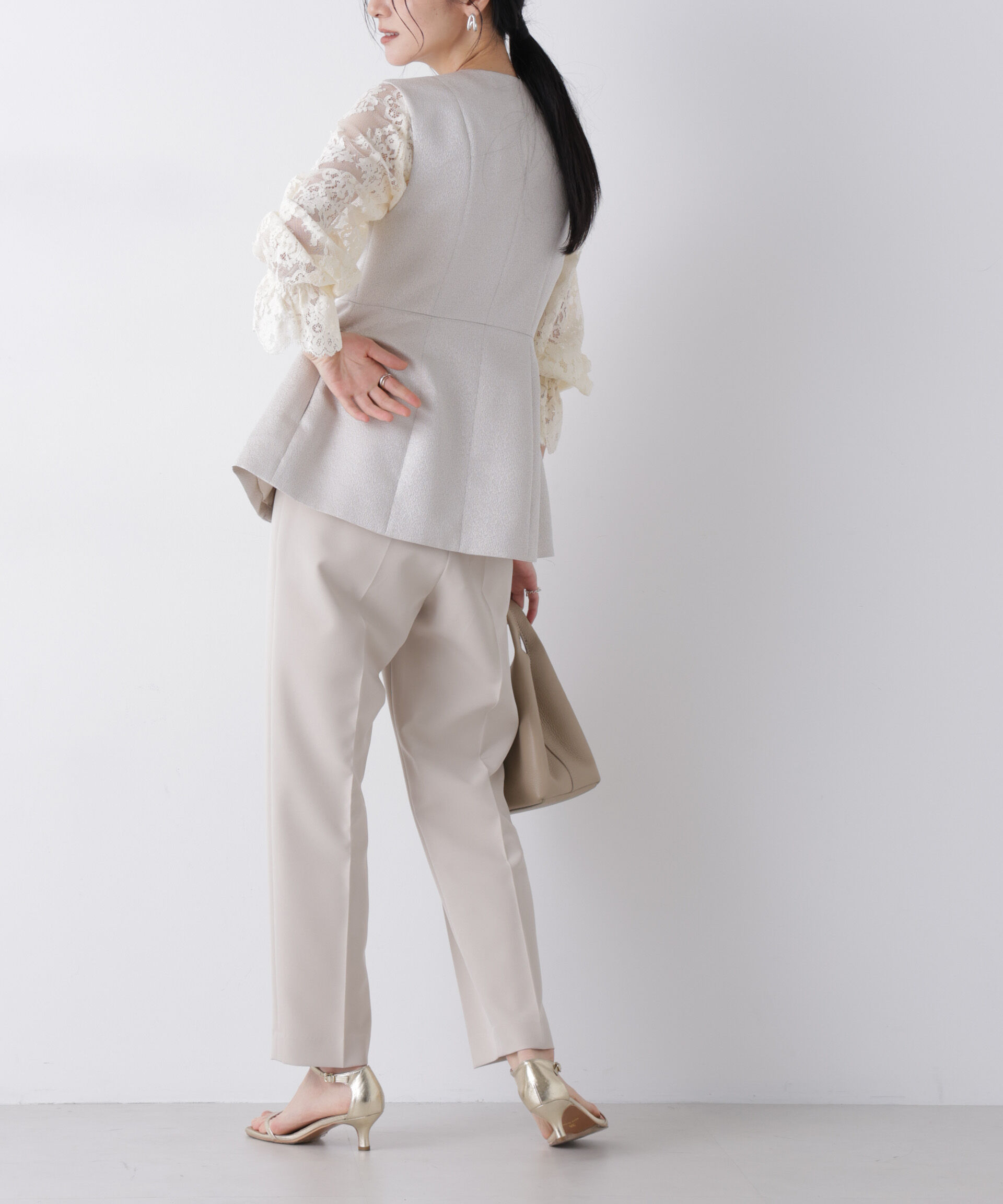 nano･universe「ジャガードペプラムジレ(セットアップ可)」|テーラードジャケット|