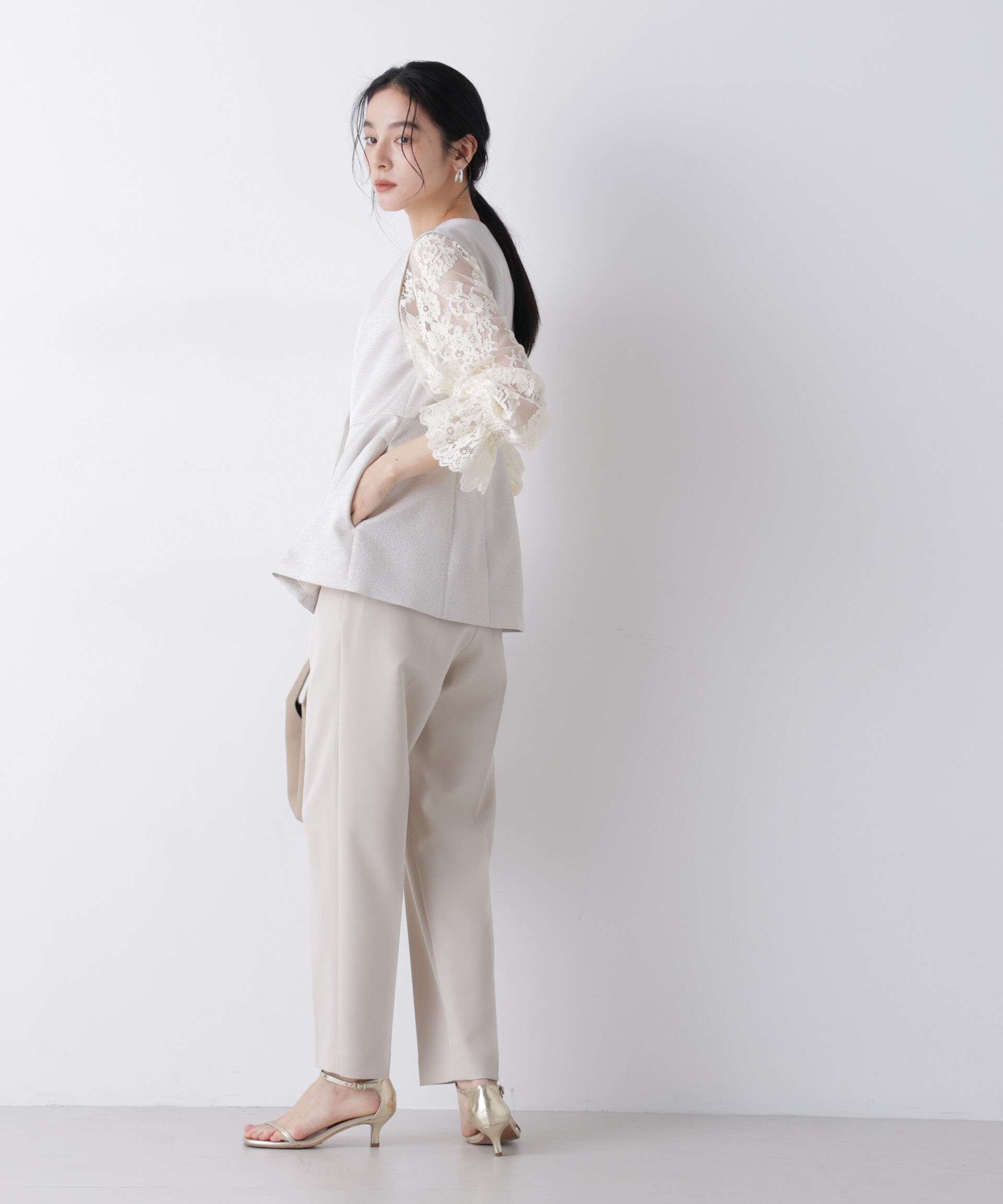 nano･universe「ジャガードペプラムジレ(セットアップ可)」|テーラードジャケット|