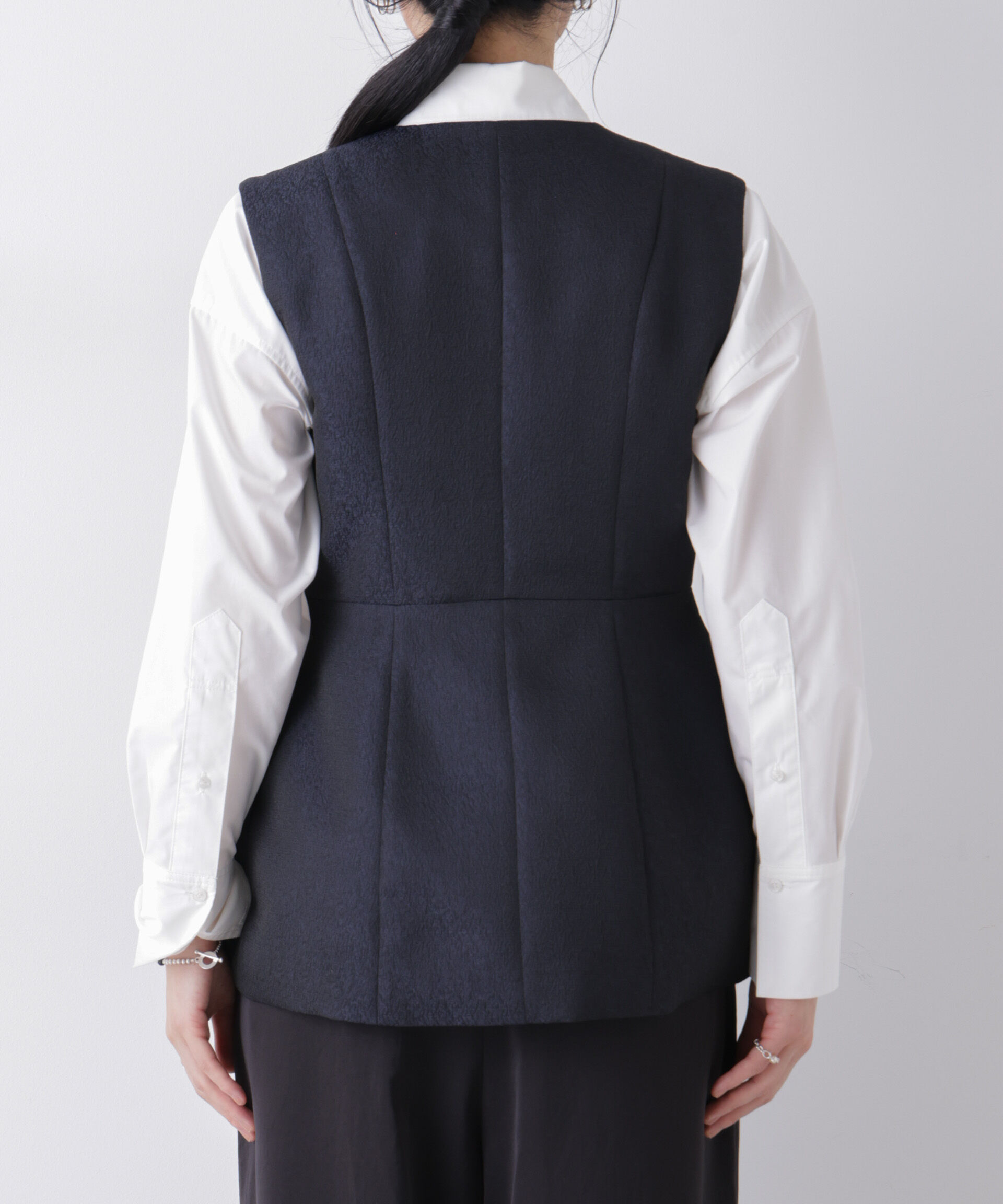 nano･universe「ジャガードペプラムジレ(セットアップ可)」|テーラードジャケット|