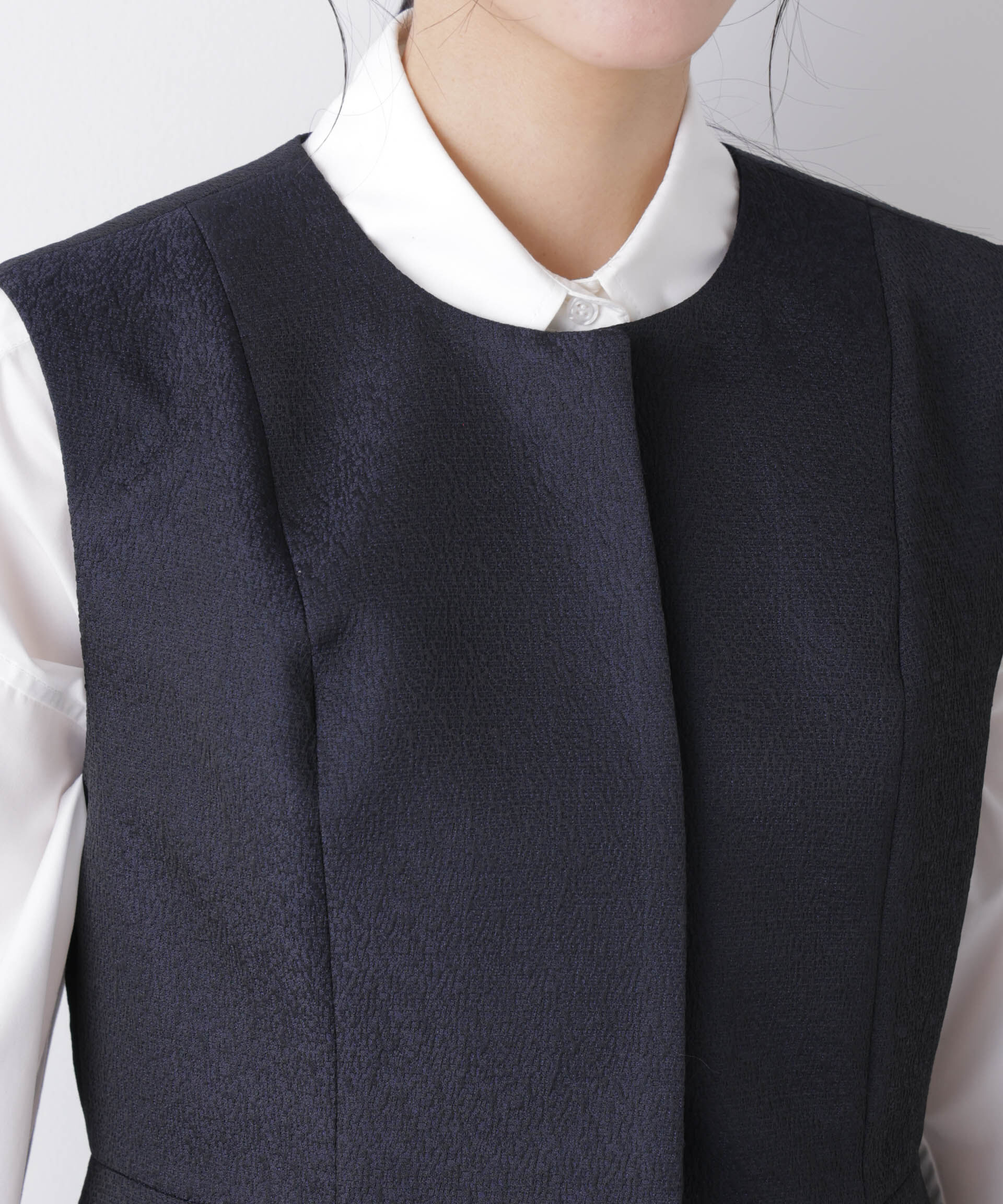 nano･universe「ジャガードペプラムジレ(セットアップ可)」|テーラードジャケット|