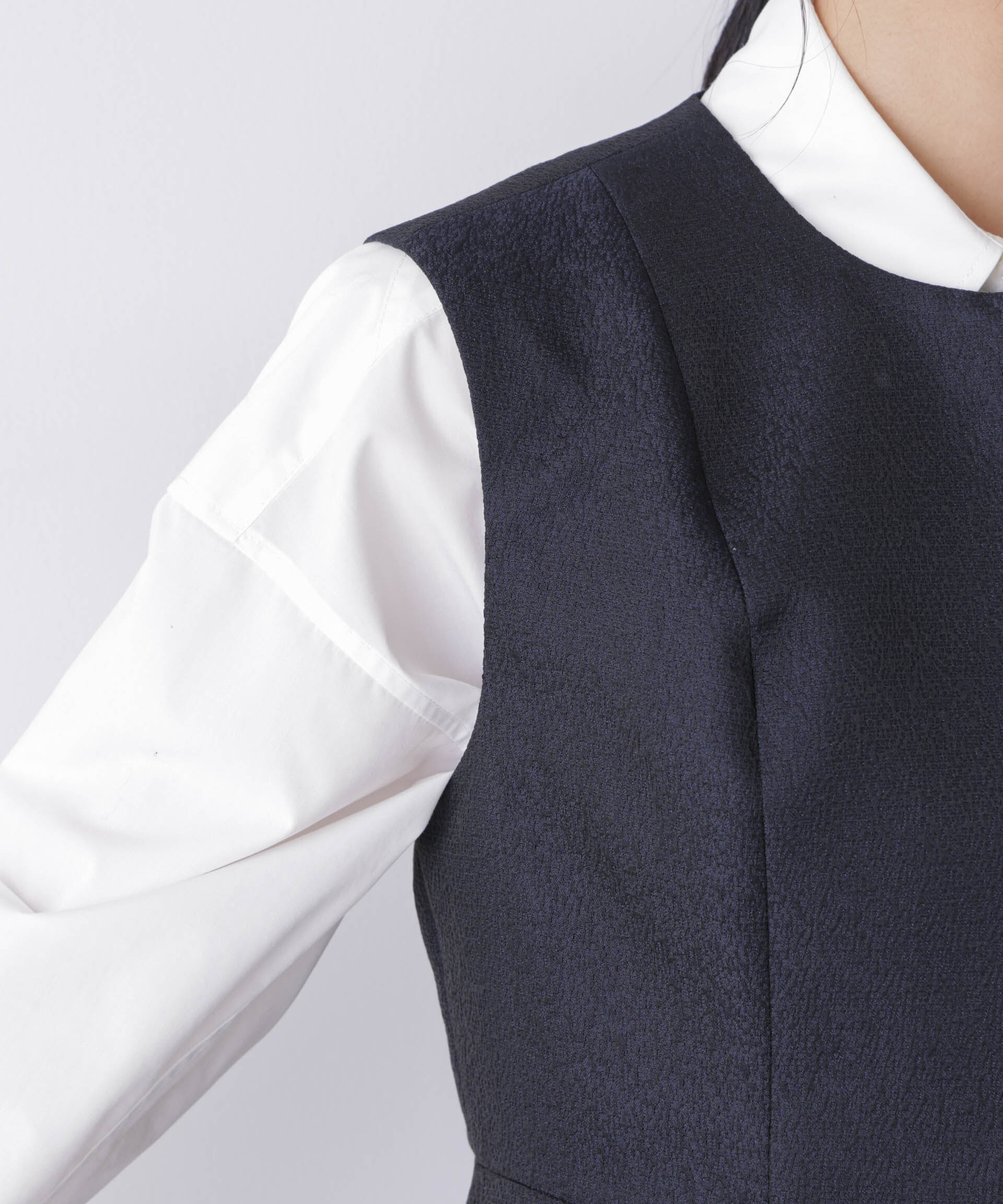 nano･universe「ジャガードペプラムジレ(セットアップ可)」|テーラードジャケット|