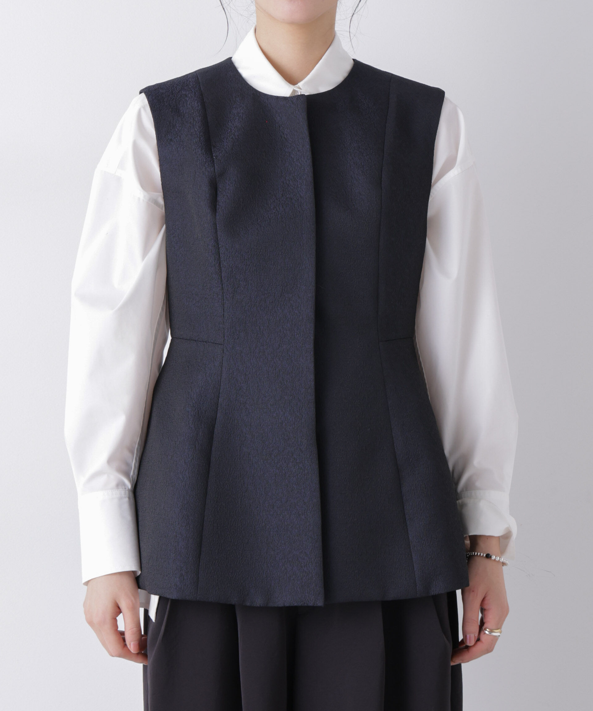 nano･universe「ジャガードペプラムジレ(セットアップ可)」|テーラードジャケット|