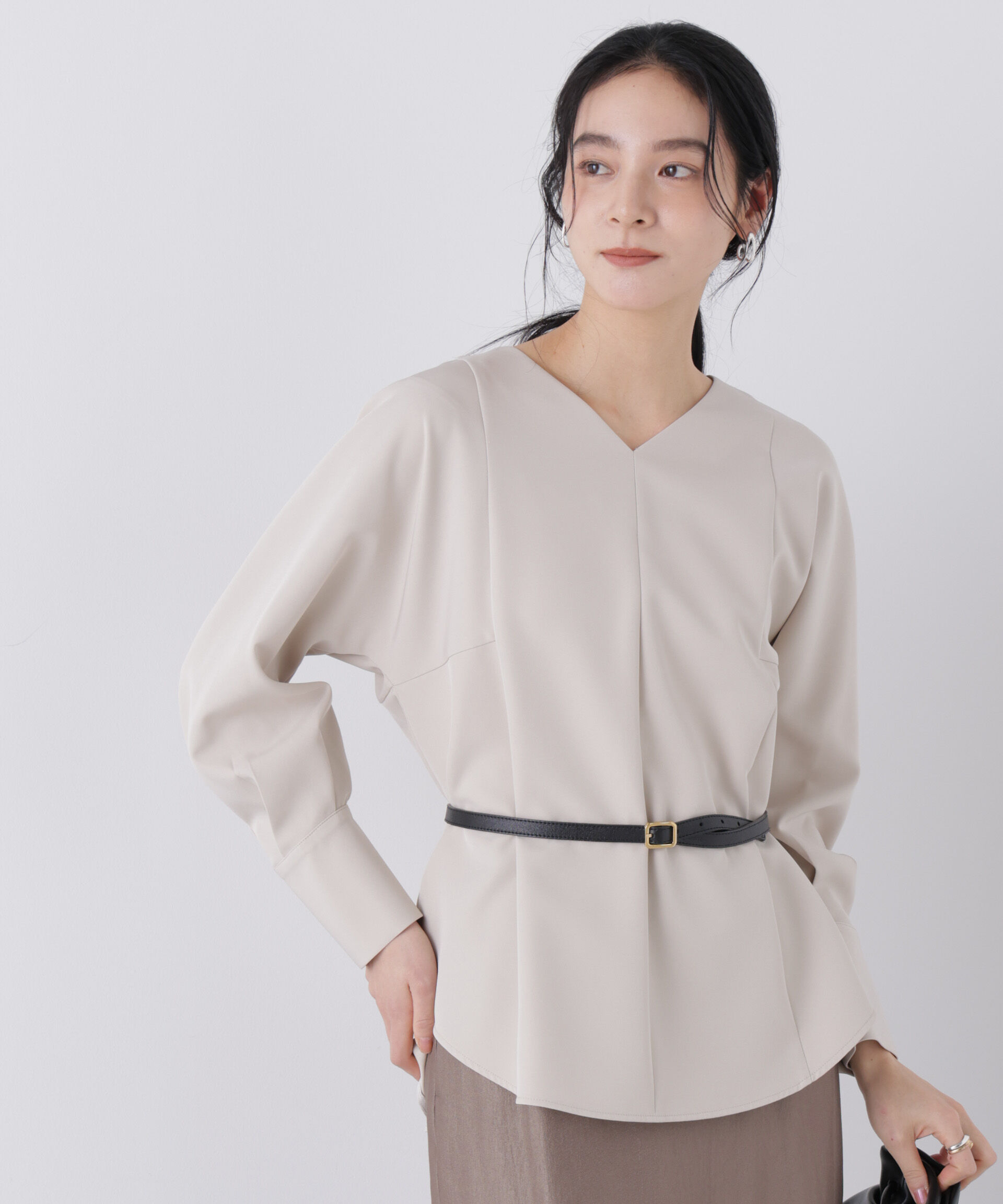nano･universe「デイリーファンクション Vネックブラウス(セットアップ可)」|シャツ・ブラウス|アイボリー7