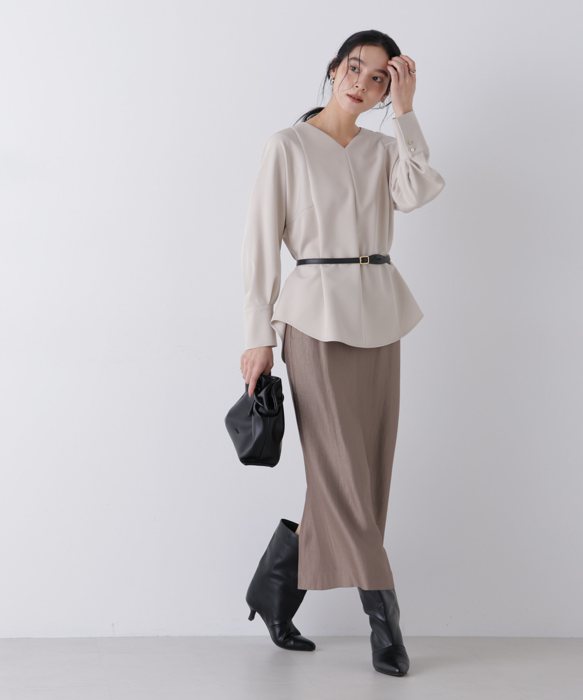 nano･universe「デイリーファンクション Vネックブラウス(セットアップ可)」|シャツ・ブラウス|