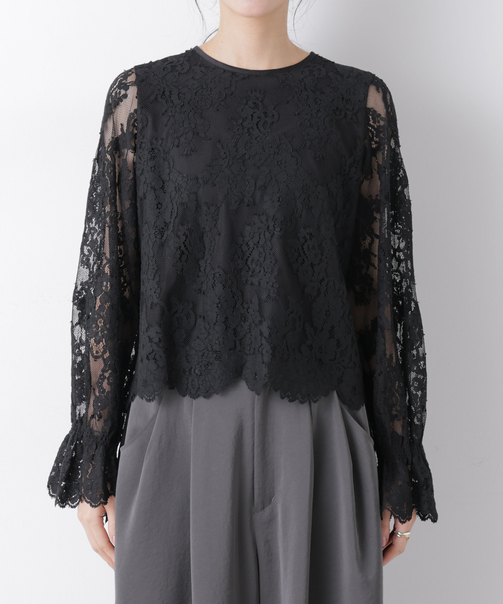 nano･universe「レーススカラップブラウス」|シャツ・ブラウス|