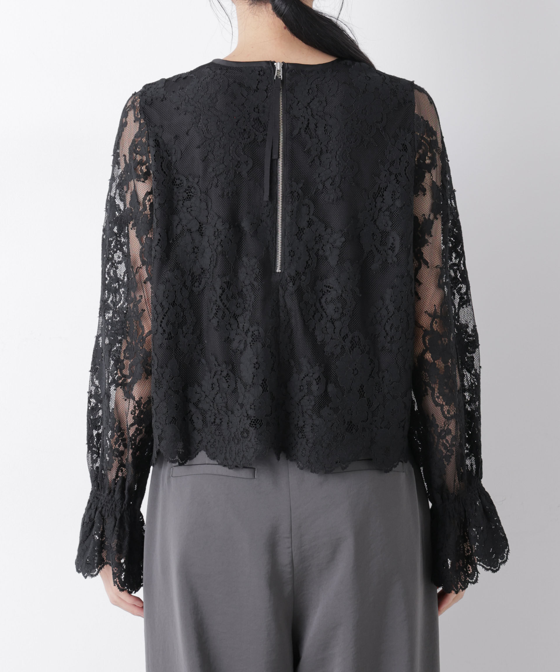 nano･universe「レーススカラップブラウス」|シャツ・ブラウス|