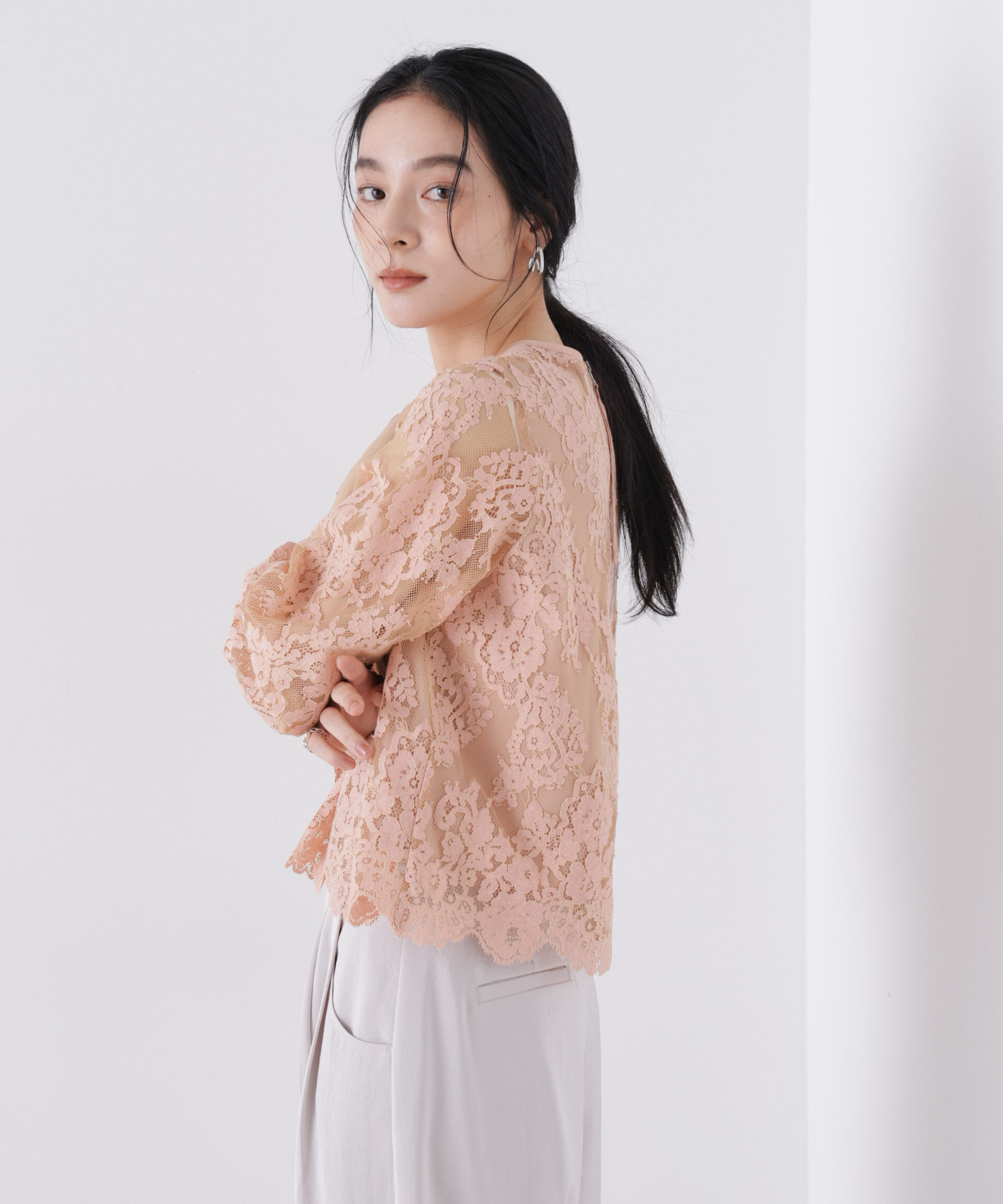 nano･universe「レーススカラップブラウス」|シャツ・ブラウス|