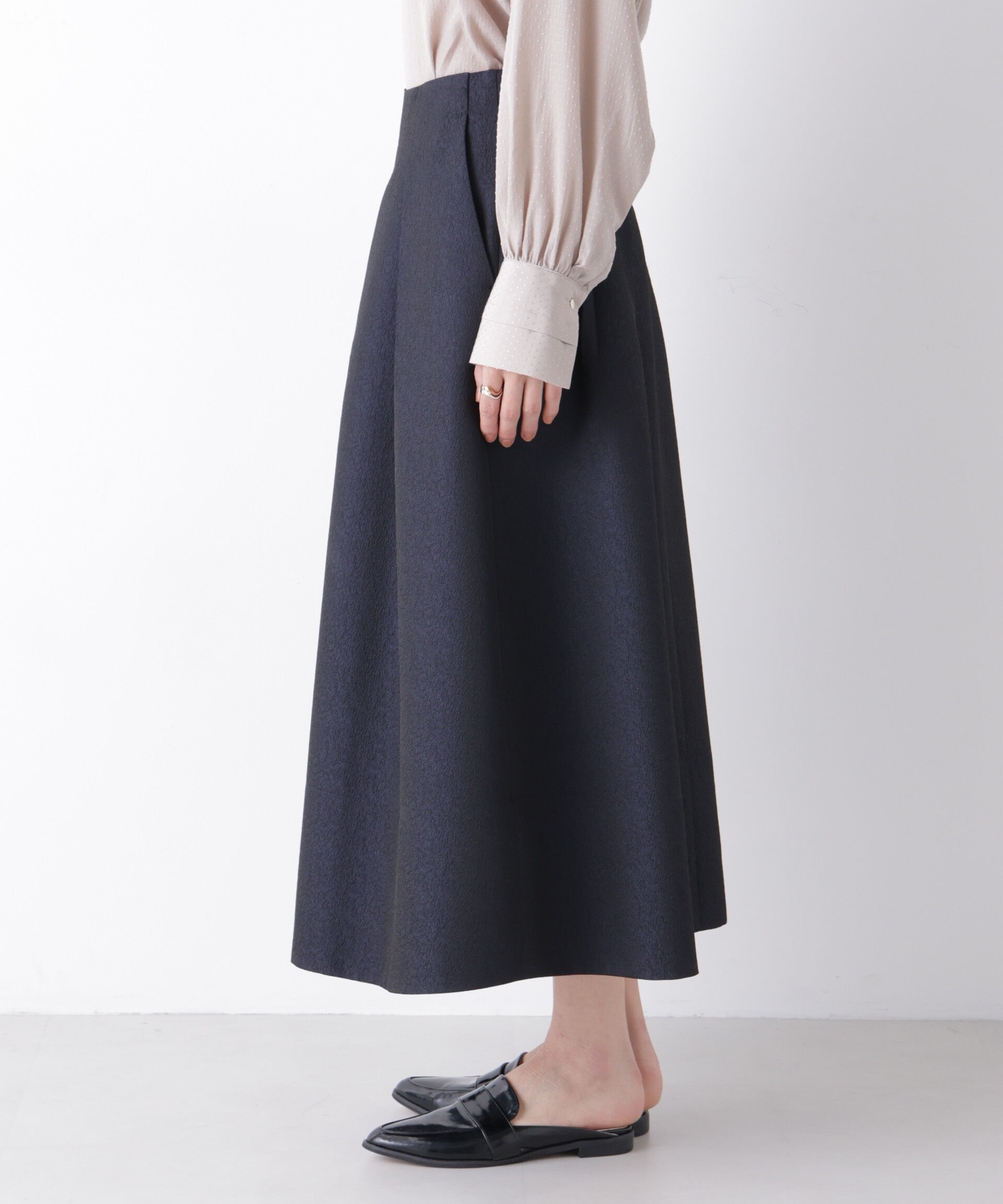 nano･universe「ジャガードボリュームタックスカート(セットアップ可)」|スカート|